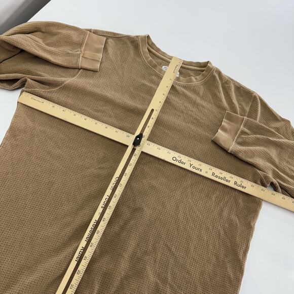 Banks Journal Shirt Mens Large Brown Thermal Waffle Knit Crewneck Long Sleeve - Picture 5 of 6